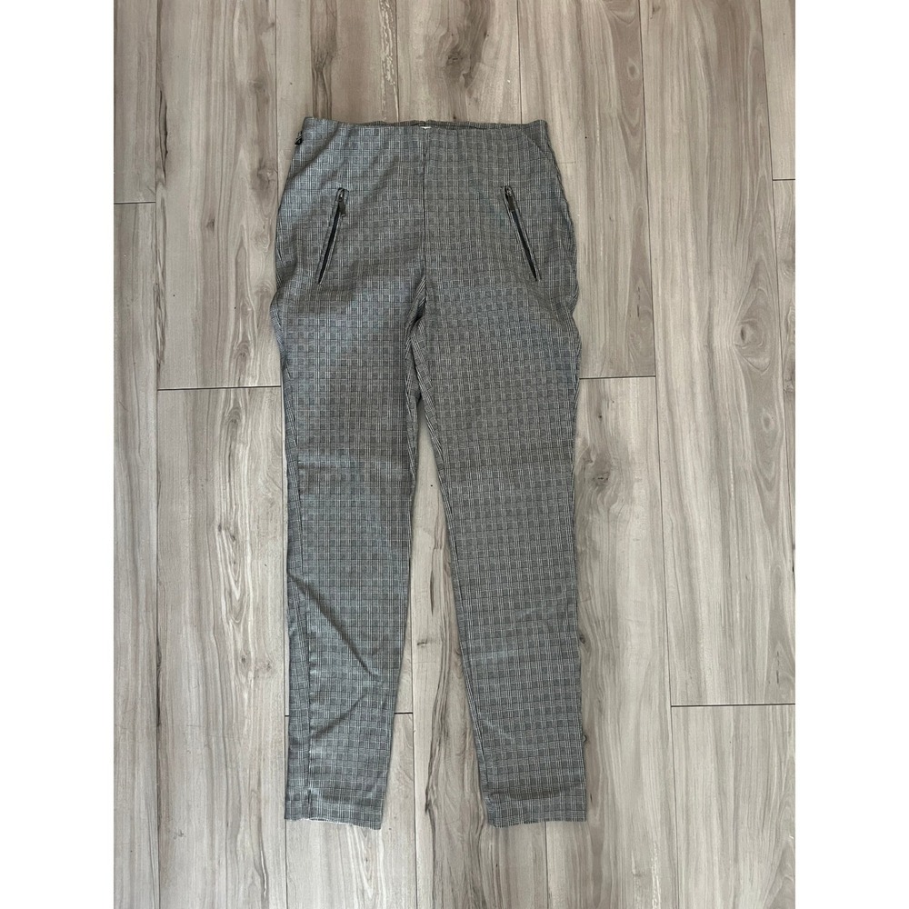 Carolina Belle Montreal Glen Plaid Tapered Dress Pants Black White Size 12